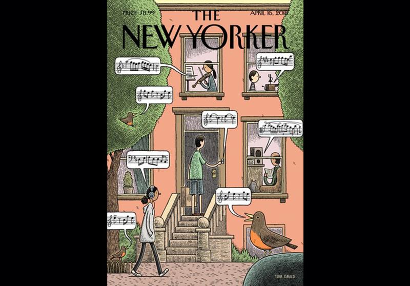 Tom Gauld's cover of The New Yorker, "Soundtrack to Spring." 