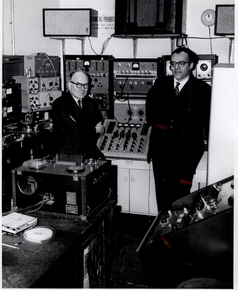 Otto Luening and Vladimir Ussachevsky in the Columbia-Princeton Electronic Music Center
