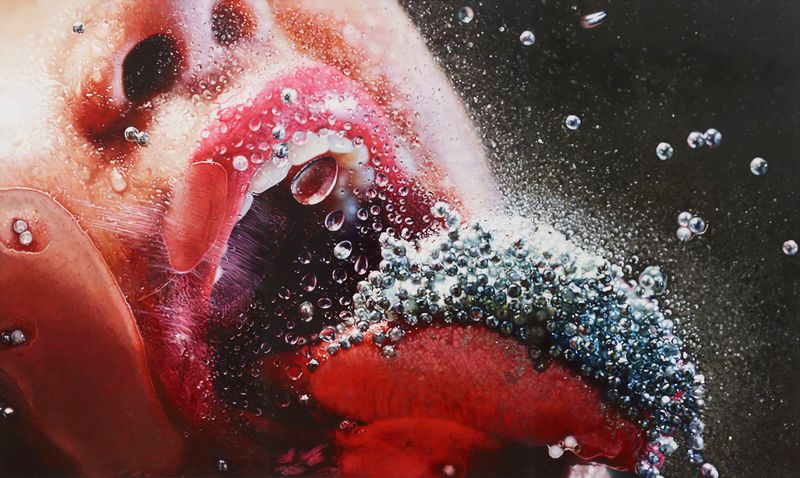 Marilyn Minter (American, b. 1948). Pop Rocks, 2009. Enamel on metal, 108 x 180 in. (274.3 x 457.2 cm). Collection of Danielle and David Ganek