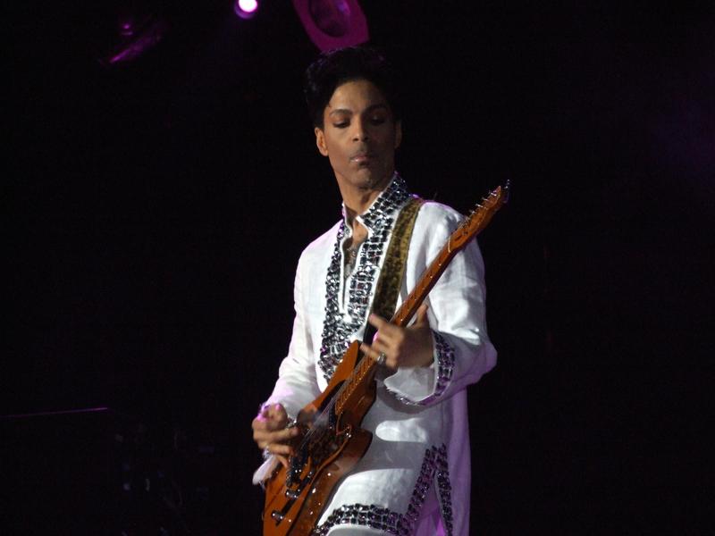 Prince performs at Coachella in 2008.