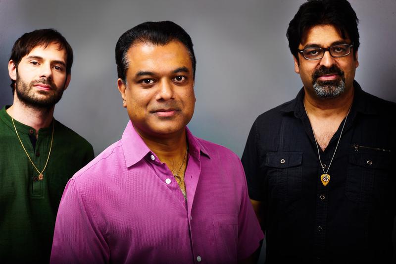 Rudresh Mahanthappa's Indo-Pak Coalition from left to right: Dan Weiss, Rudresh Mahanthappa and Rez Abbasi. 