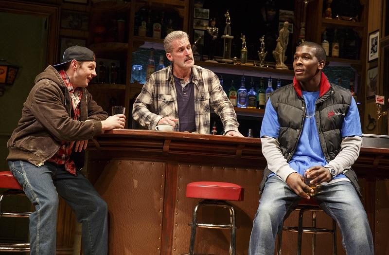 Will Pullen, James Colby, and Khris Davis in "Sweat," written by Lynn Nottage and directed by Kate Whoriskey, running at The Public Theater. 