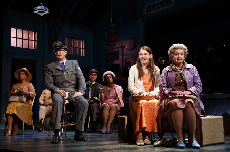 Sutton Foster (orange dress) stars in the cast of 'Violet' at the Roundabout Theatre Company.
