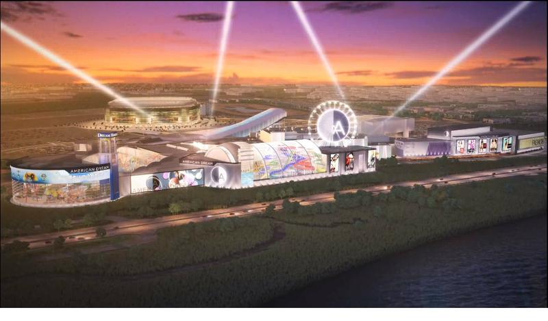 A rendering of American Dream, with Met Life Stadium in the background