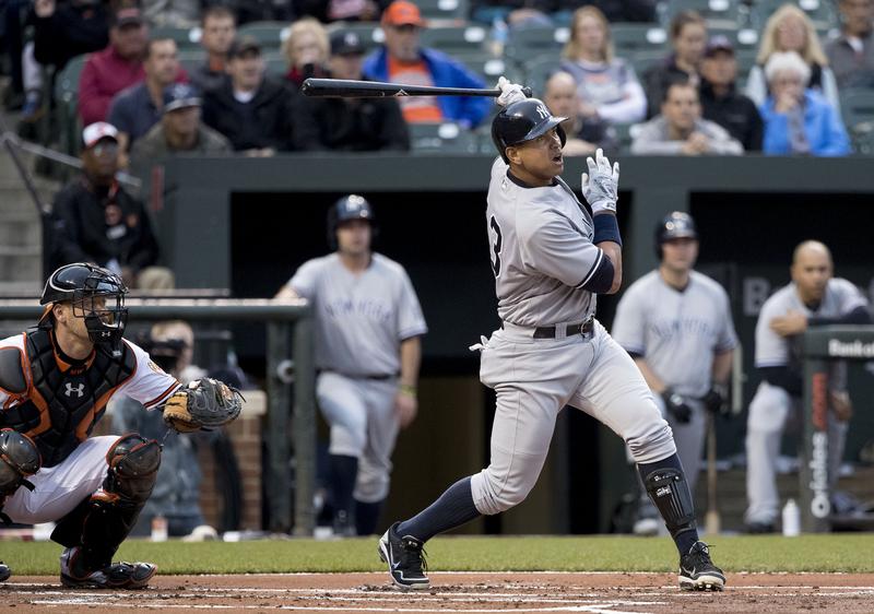 Alex Rodriguez at bat on May 3, 2016 against the Baltimore Orioles.