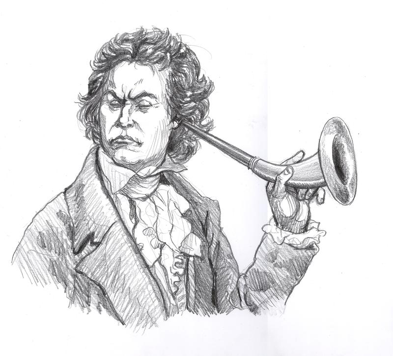 Beethoven gives his ear trumpet a test drive