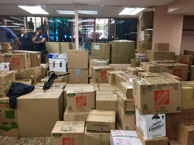 Puerto Rico-bound supplies collected by the National Puerto Rican Day Parade, Positive Workforce, and Taino Towers Apartments.