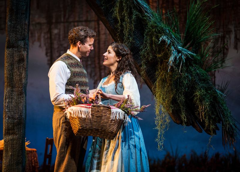Kevin Earley as Tommy and Jennie Sophia as Fiona in Lerner and Loewe’s 'Brigadoon' at the Goodman Theatre.