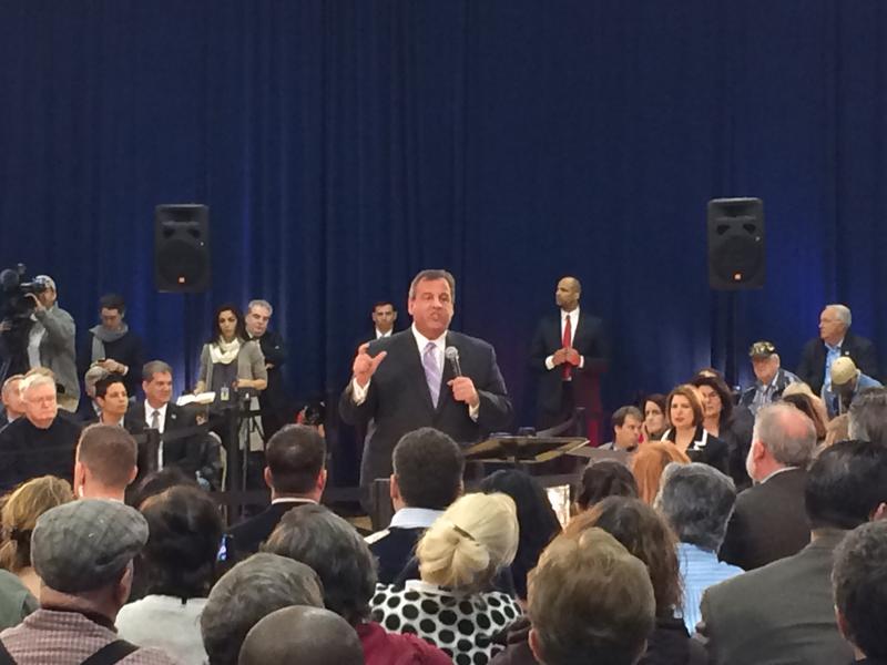 Gov. Chris Christie speaks at a town hall meeting in Mount Laurel, NJ, on Thursday, March 13.