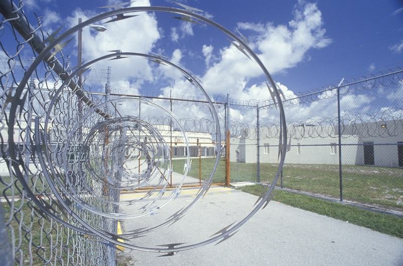 Barbed wire fence at Dade County Men's Correctional Facility, FL. 