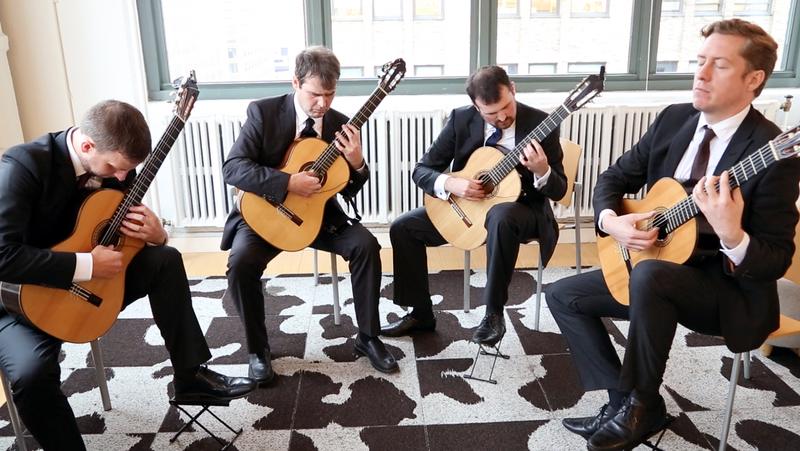 The Dublin Guitar Quartet in the WQXR Café.