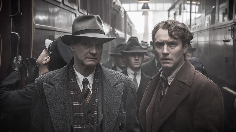 Scene from "Genius" which looks at the relationship between editor Maxwell Perkins (Colin Firth) and author Thomas Wolfe (Jude Law). 