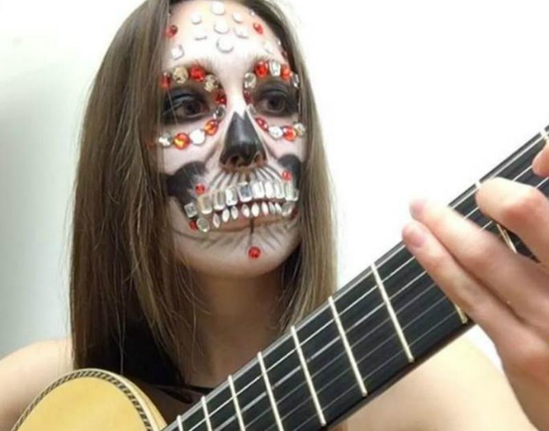 Eliza Carrington's Halloween classical guitar from Instagram.