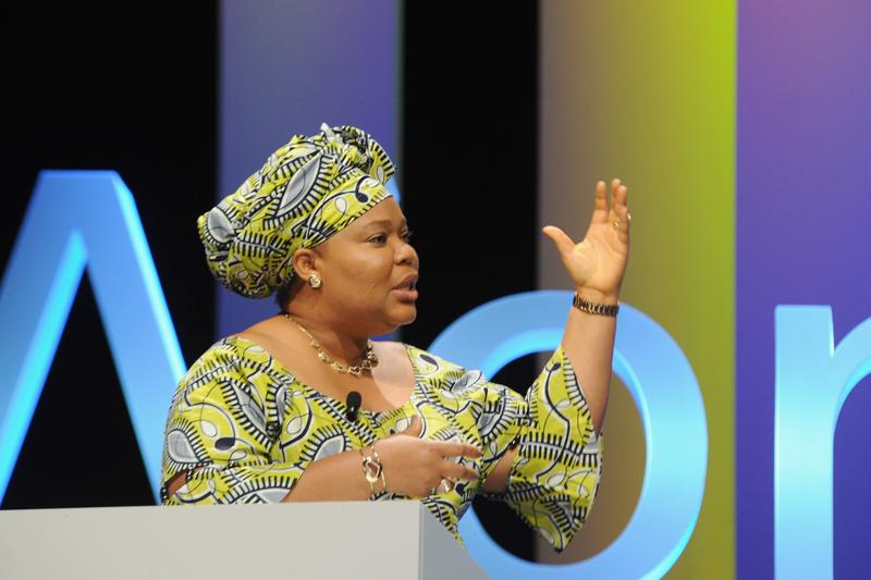 Nobel Prize for Peace in 2011 Leymah Gbowee attends 'Women In Business And Society' Forum at Piccolo Teatro on September 17, 2013 in Milan, Italy.