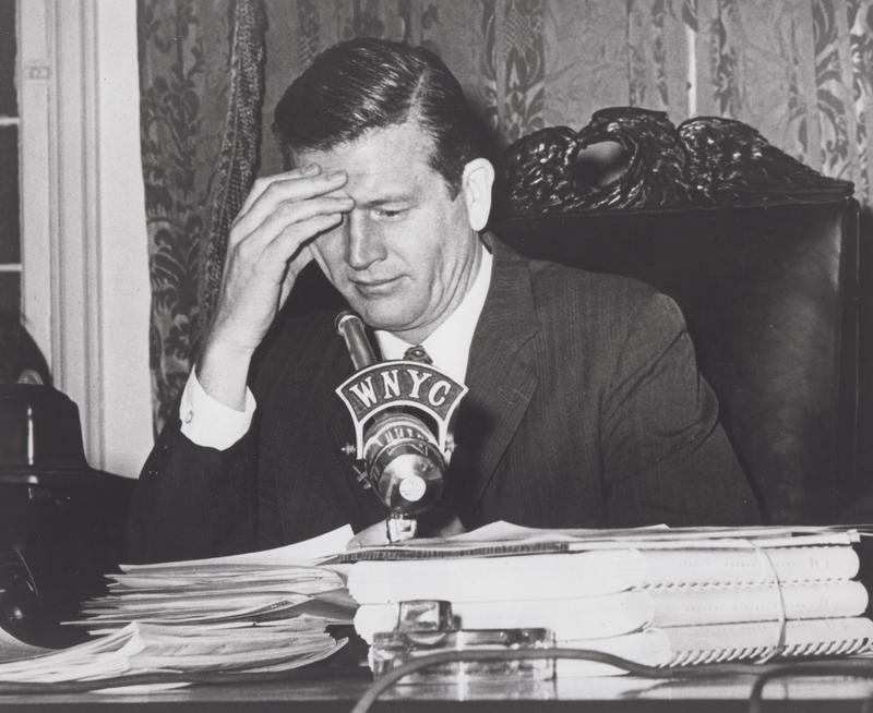 Mayor John V. Lindsay at the first public hearing on proposed executive capital budget, February 16, 1966.