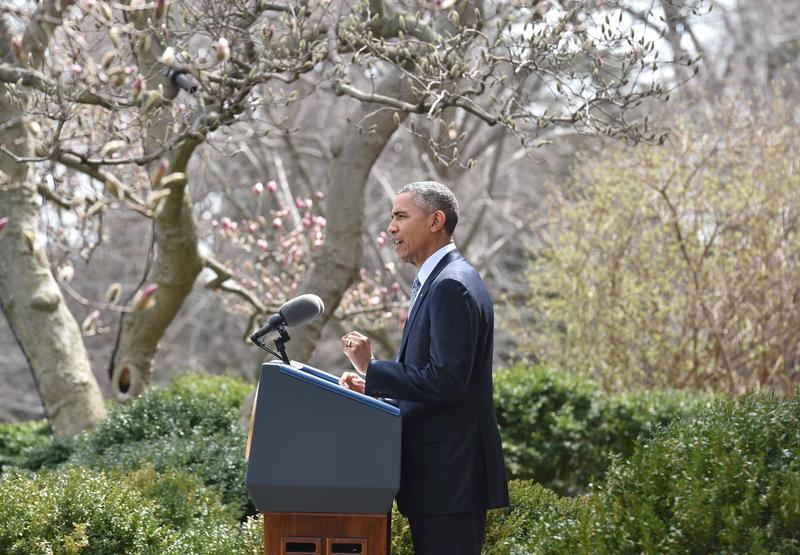 US President Barack Obama makes a statement at the White House in Washington, DC, on April 2, 2015 after a deal was reached on Iran's nuclear program.