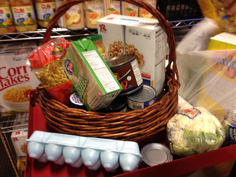 A basket representing the $36 a month cut food stamp recepients received beginning in early November.