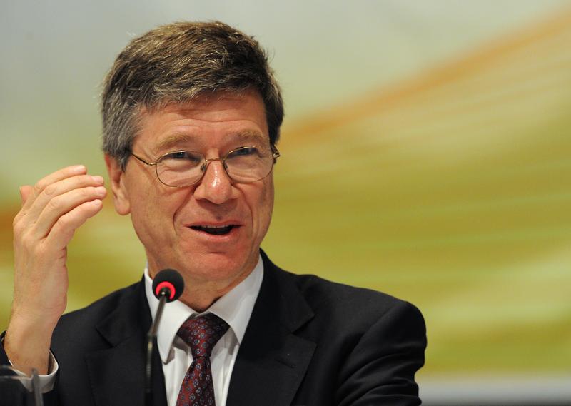 Jeffrey Sachs of the Earth Institute, Columbia university speaks during a press conference on the sidelines of the Asian Development Bank (ADB) annual board of governors meeting in Manila.