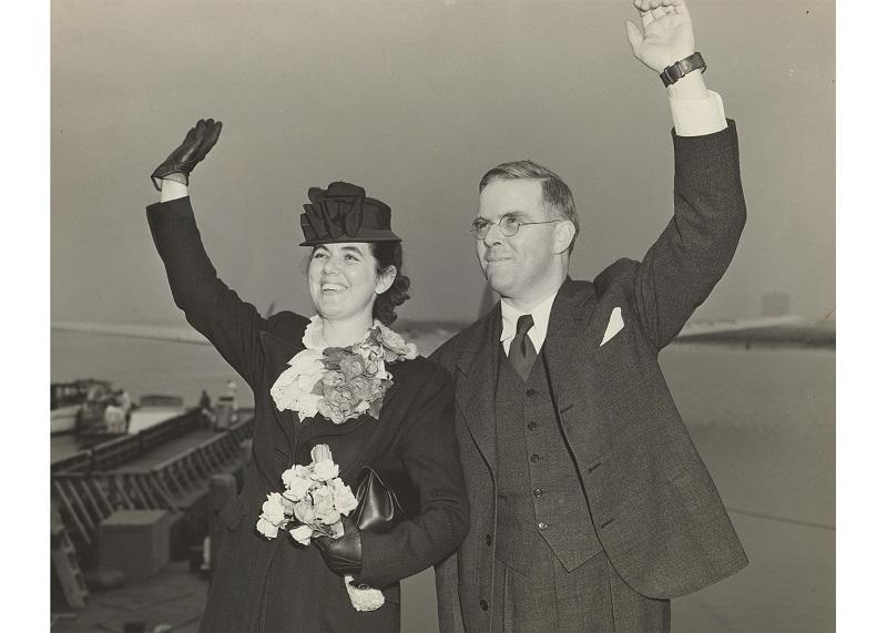 Martha and Watistill Sharp departing New York Harbor for Prague (via London) 1939.