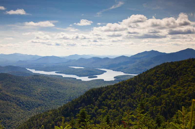 Adirondack mountains forests and lakes landscape view