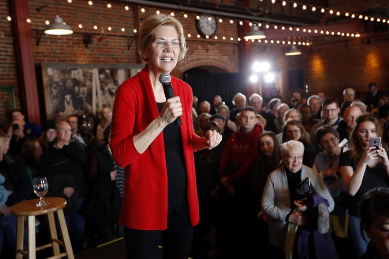 In this Friday, March 1, 2019 file photo, 2020 Democratic presidential candidate Sen. Elizabeth Warren speaks to residents during an organizing event in Dubuque, Iowa.
