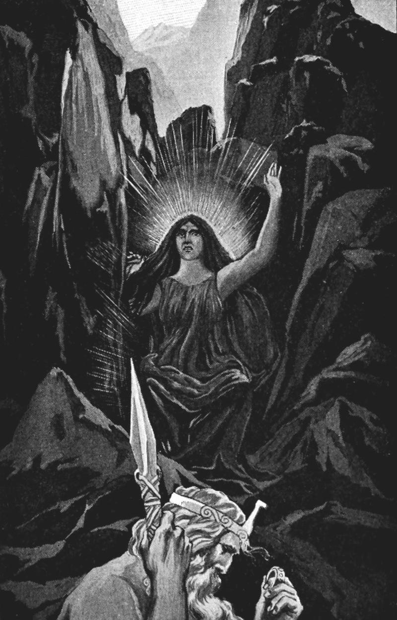 An illustration of the goddess Erda from Wagner's Das Rheingold