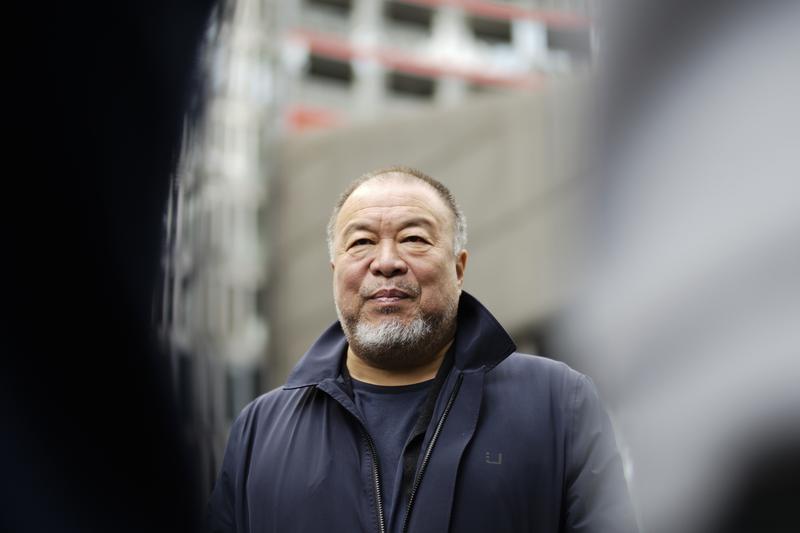 Chinese contemporary artist and activist Ai Weiwei attends a news conference in Berlin, Germany, Friday, Sept. 2, 2020.