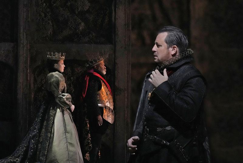Sonya Yoncheva as Élisabeth, Eric Owens as King Philippe II, and Matthew Polenzani in the title role of Verdi's "Don Carlos." 