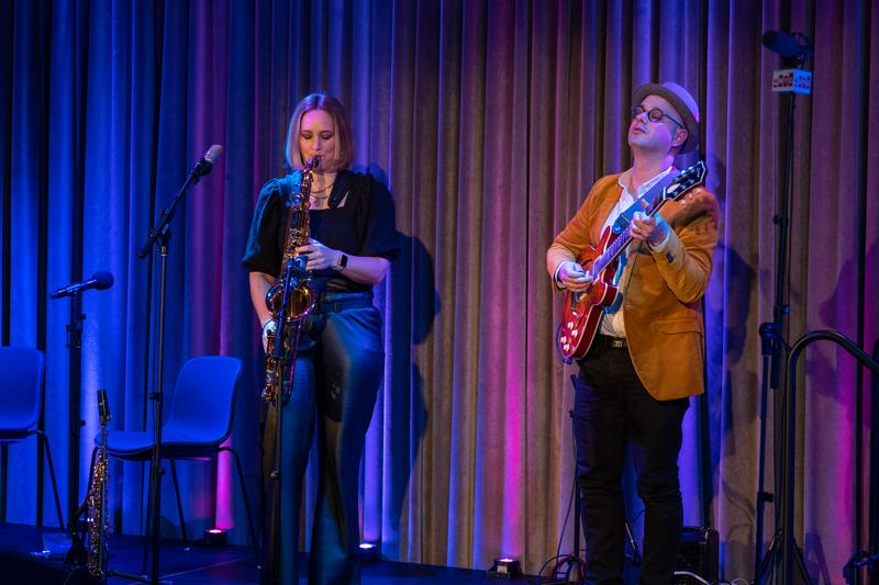 Saxophonist Roxy Coss and guitarist Alex Wintz at our November Get Lit event