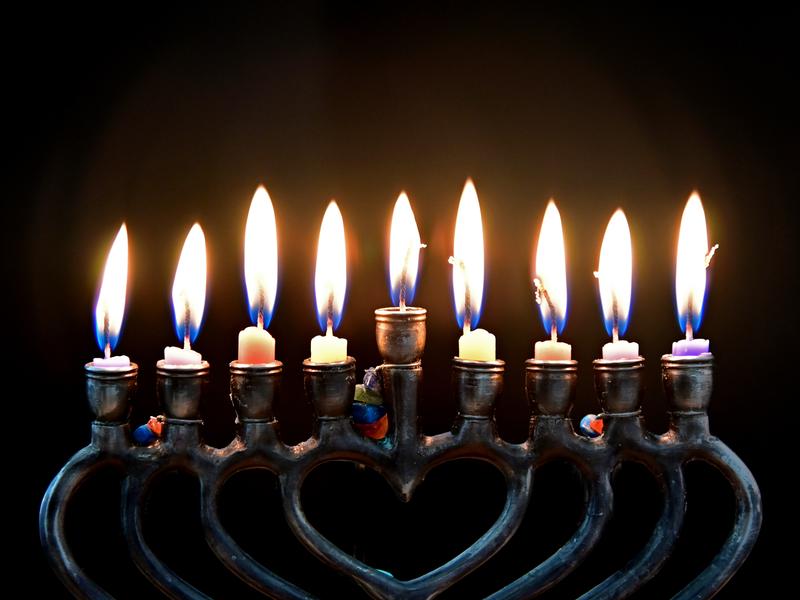 Menorah candles burning