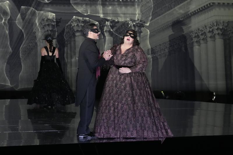 Charles Castronovo as Gustavo III and Angela Meade as Amelia in Verdi's "Un Ballo in Maschera."