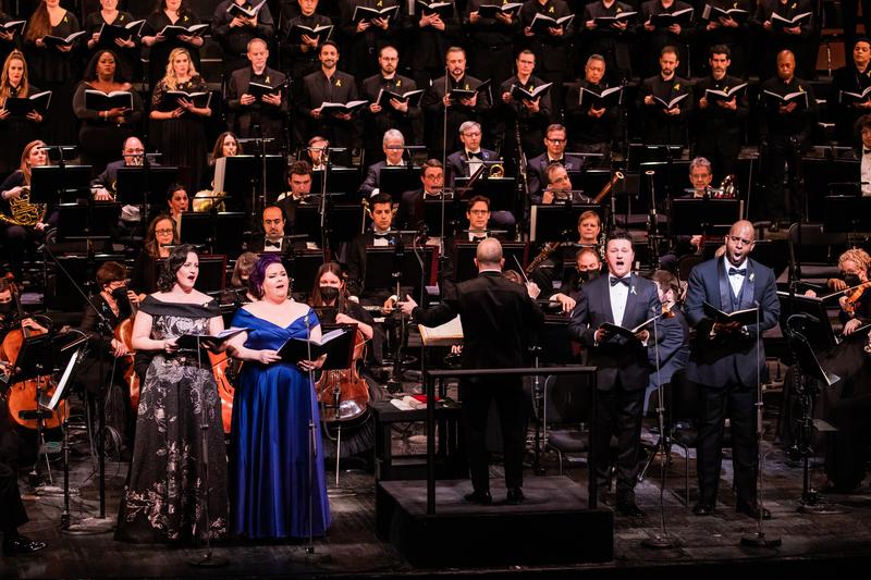 Met Music Director Yannick Nézet-Séguin led the Met Orchestra and Chorus in "A Concert for Ukraine" at the Metropolitan Opera on March 14, 2022.