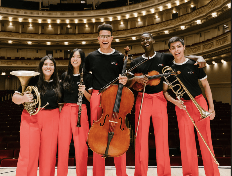 Participants from NYO2 during World Orchestra Week at Carnegie Hall.