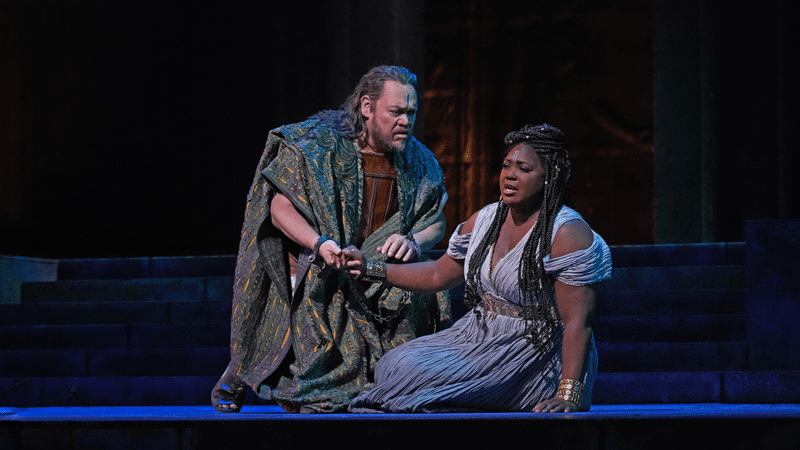 Quinn Kelsey as Amonasro and Angel Blue in the title role of Verdi's "Aida." 