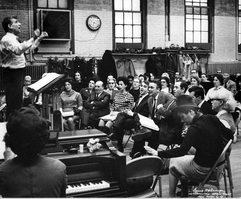 Leonard Bernstein leading a rehearsal for Verdi's "Falstaff." 