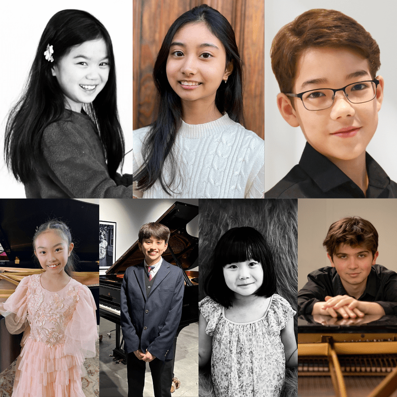 (top left to right) Claire Li, Eunha Basu, John Samuell (bottom left to right) Olivia Tianqing Ye, Edward Hikaru Neems, Olivia Li, Antonio Alessandri