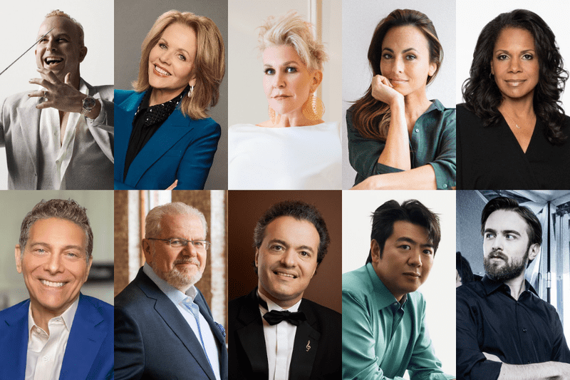 Top row: Nézet-Séguin, Fleming, DiDonato, Leonard, McDonald / Bottom row: Feinstein, Ax, Kissin, Lang Lang, Trifonov