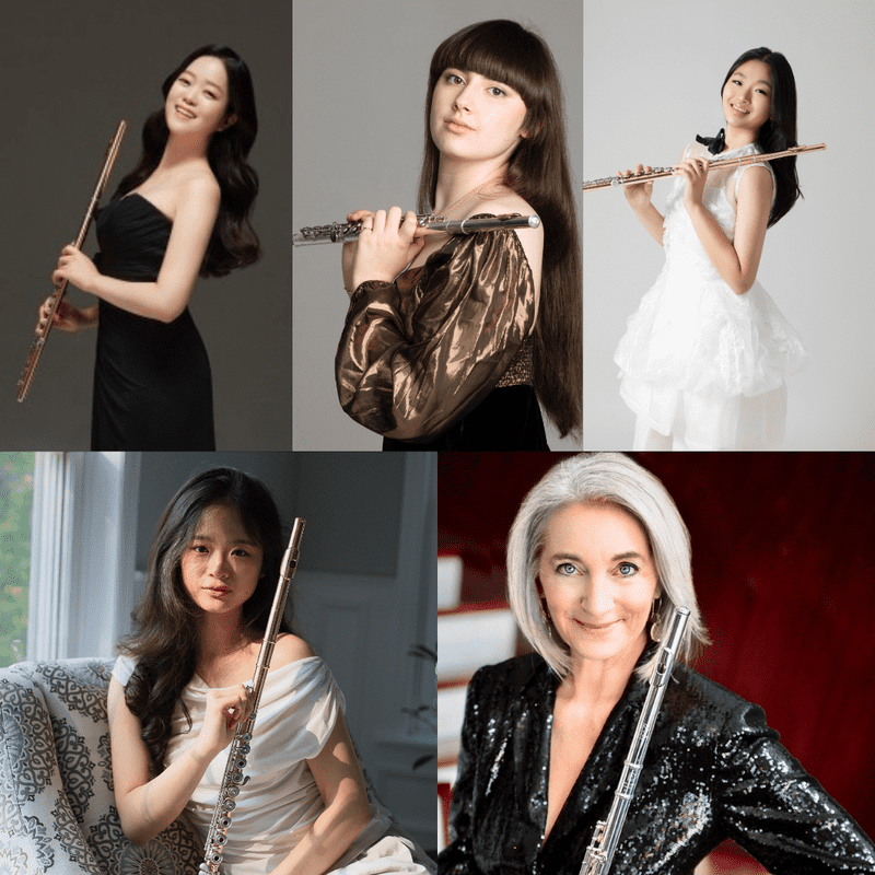 (top left to right) Ji Young Kim, Nikka Gershman & Sooah Jeon (bottom left to right) Melody Shen & Carol Wincenc