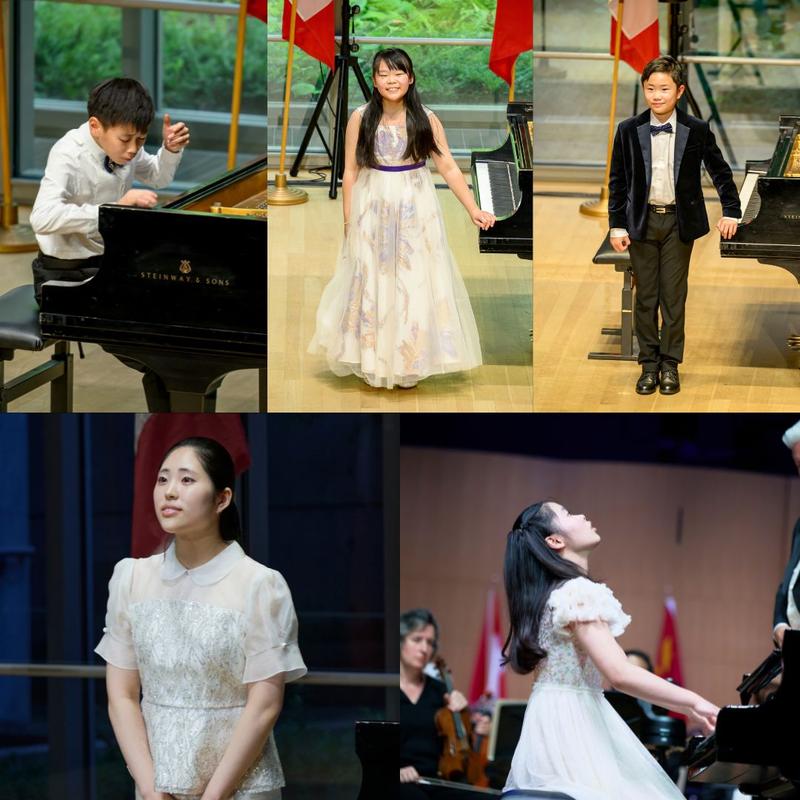 (top left to right) Wilson Liu, Khloe Wu, & Ethan Wang (bottom left to right) Yurim Kim & Yixin Shen