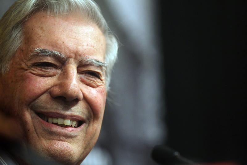 Peruvian writer Mario Vargas Llosa smiles at a press conference at Instituto Cervantes after he won the 2010 Nobel Prize in literature October 7, 2010 in New York City.