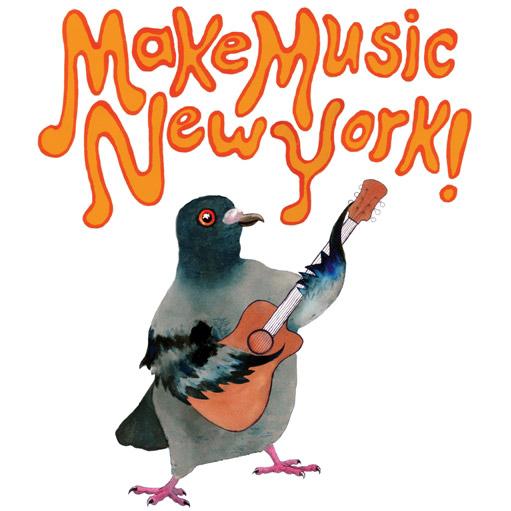 Make Music New York pigeon playing the guitar