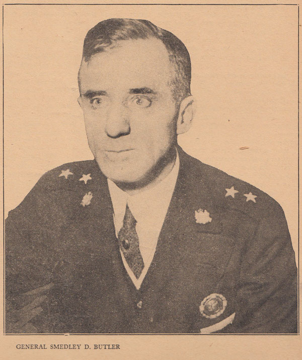 General Smedley Butler from the magazine The New Masses in 1935. (Andy Lanset Collection)