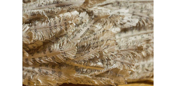 Feathers created out of book paper