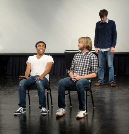 Two members of the DERRICK Comedy group acting out: Donald Glover (left) and DC Pierson (right).