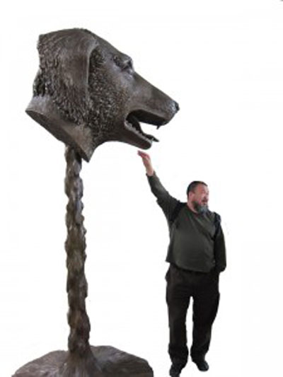 Ai Wei Wei with one of his zodiac heads.