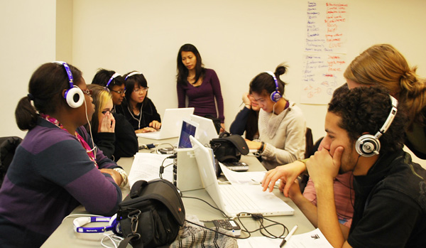 Rookies use ProTools to edit their interviews about their favorite songs.